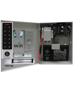 BS-H3 Narrow Stile, Touchscreen, WIFI MOBILE APP, CARD, CODE, CARDCODE 4IN1 IP66 WATERPROOF ACCESS CONTROL + POWER ADAPTER CASE WITH BATTERY BACK UP + EXIT BUTTON + UL listed EL-1200 MAGLOCK 1200 LBS