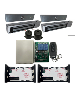 EB-19-2D Two Doors Remote Control + 2 x UL listed EL-600 MAGLOCK 600 LBS + 12V ADAPTER CONTROLLER NO/NC/COM  KIT + Extra Remote Control 