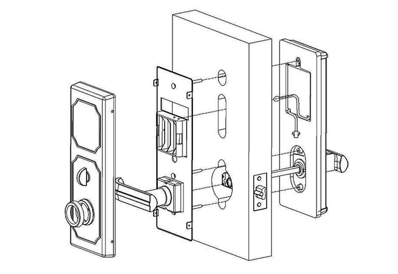 BS-201 Cylindrical Latch Key Card Hotel Lock